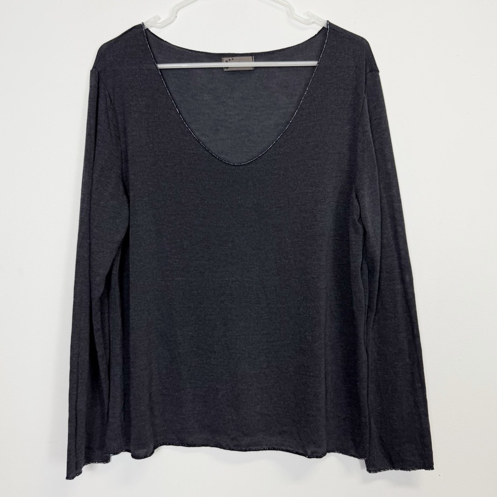 Karakorum Sweater Womens Large Gray Thin Knit Made in Italy
